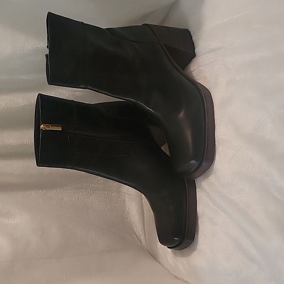 Asos Design square toe leather boots black women's size 12 - Picture 3 of 4